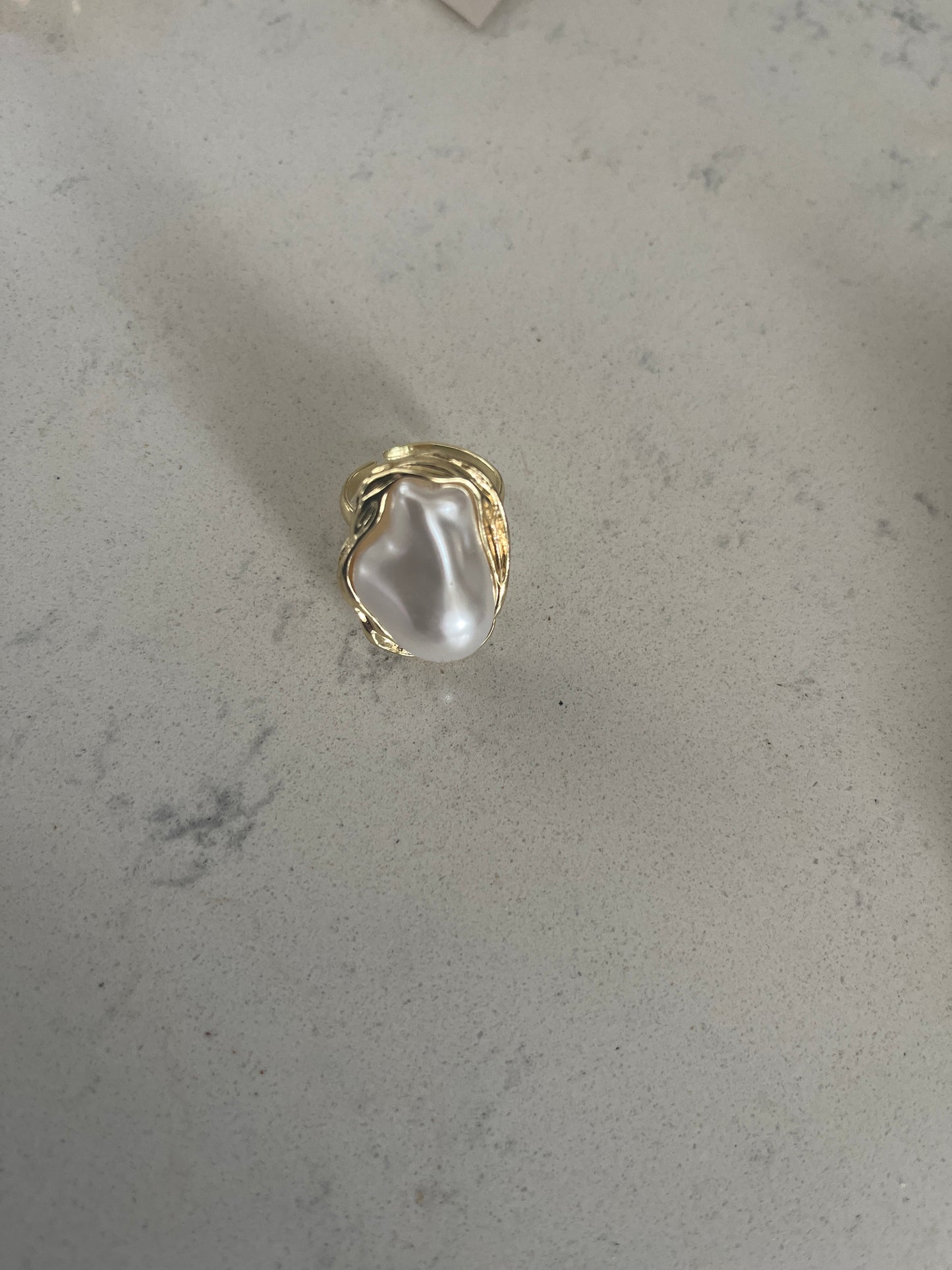 Faux Pearl Size Adjustable Ring
