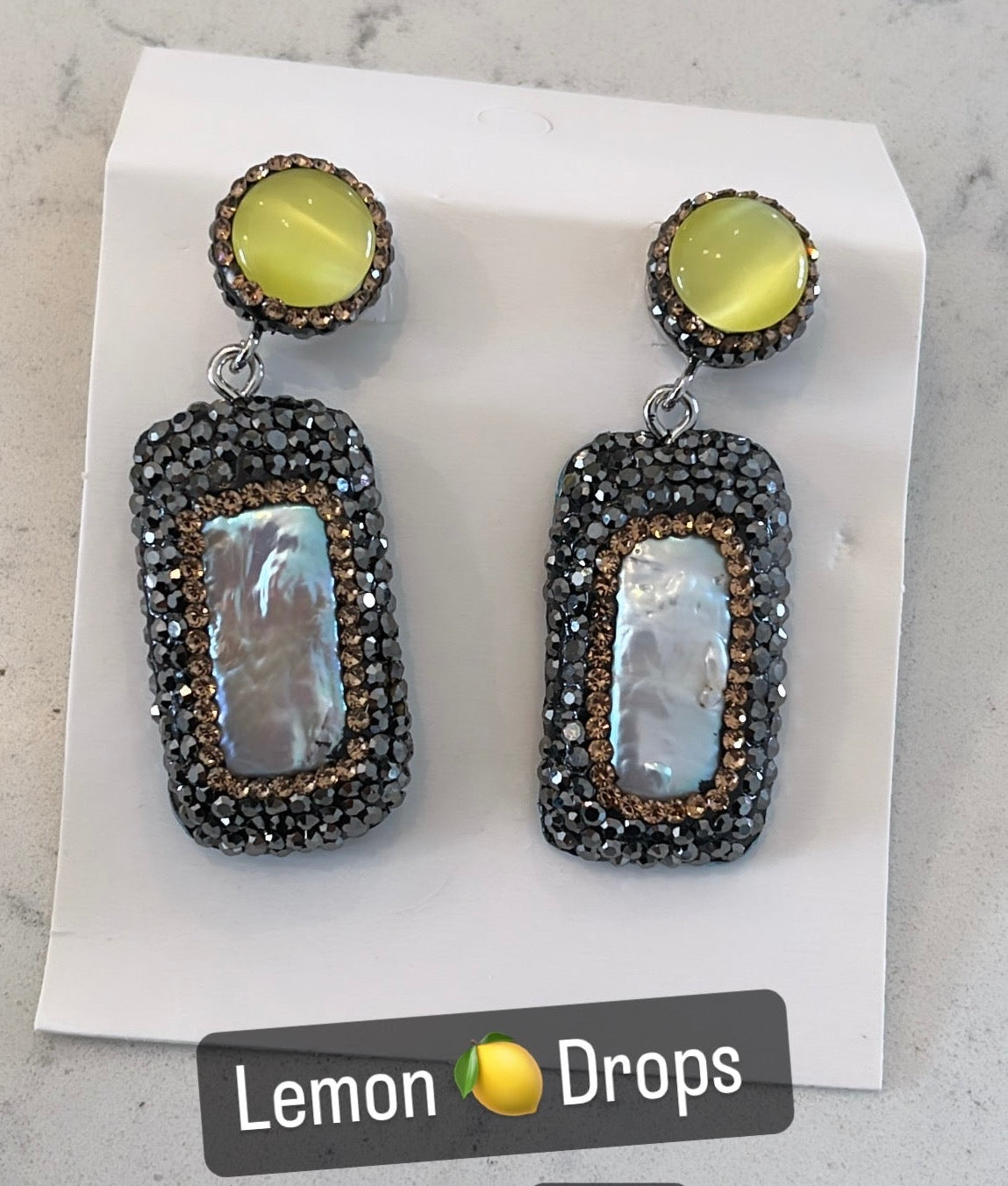 Lemon Drop Gemstone & Pearl Earrings