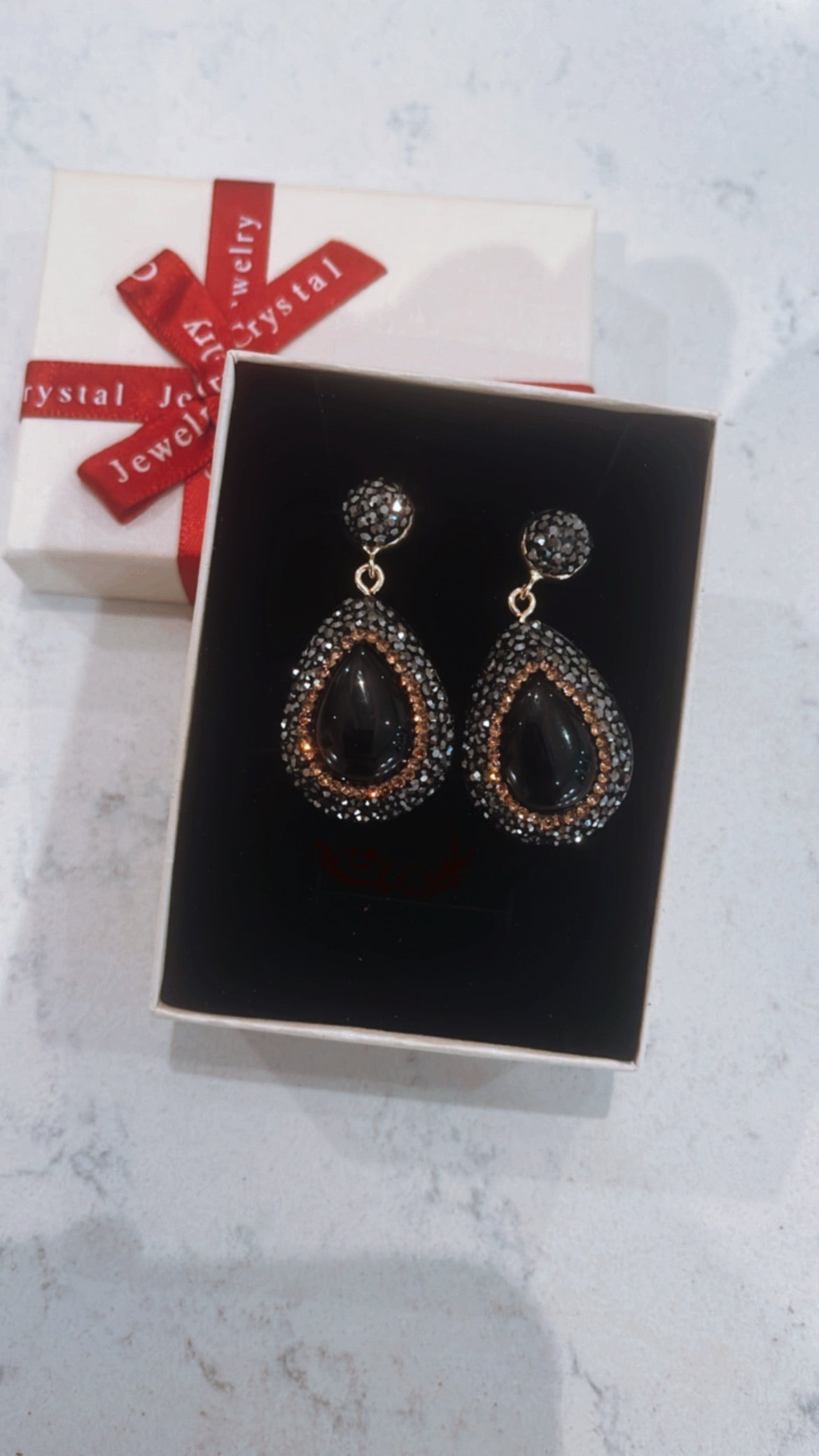 Black Onyx Crystal Drop Earrings