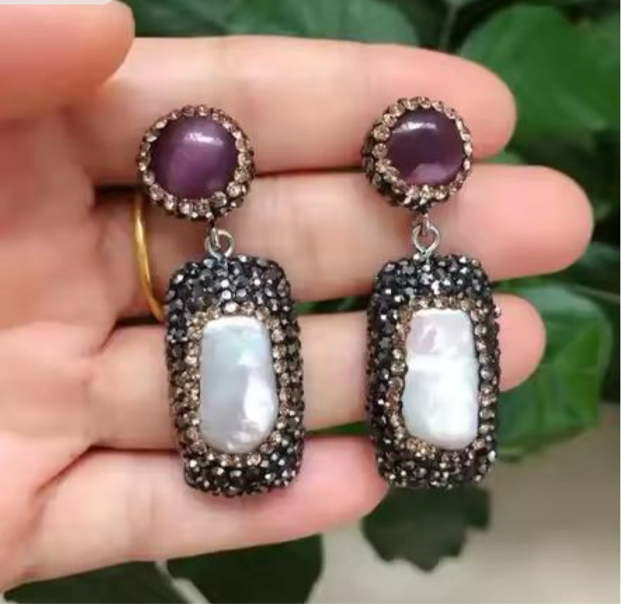 Purple Gemstone & Pearl