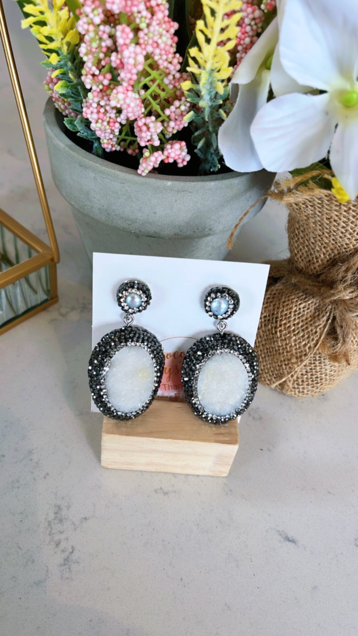 White / Grey Sugar Druzy Earrings