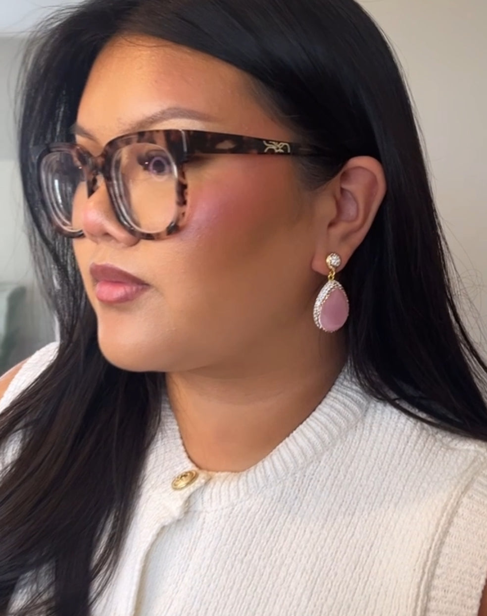 Light Pink Rose Earrings