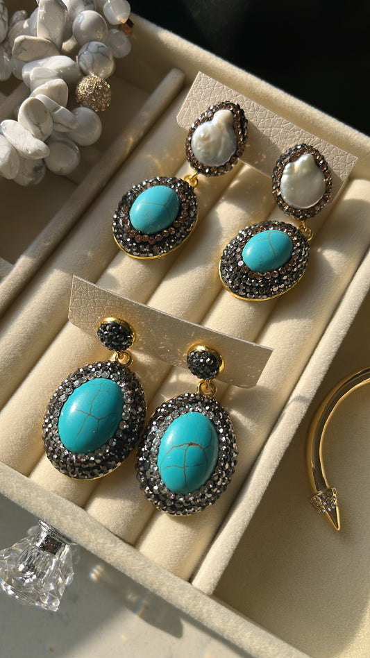 Blue Turquoise Drop Earrings