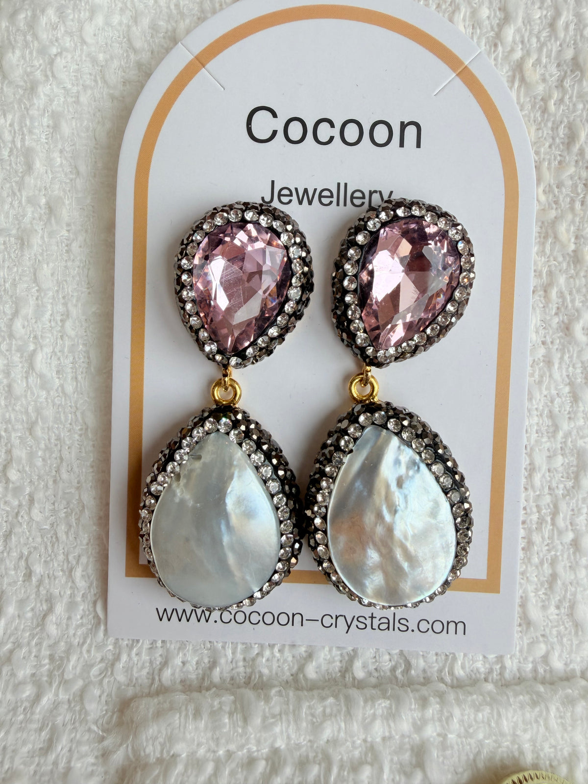 Pink Gemstone & Shell Earrings