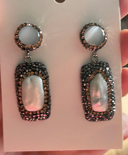 “Silver Cloud” Gemstone & Pearl Earrings