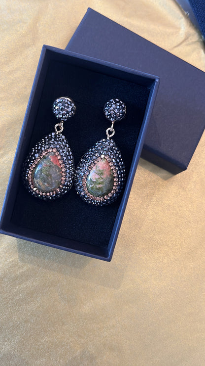 Unakite Crystal Earrings