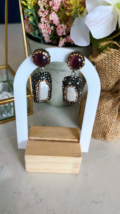 Burgundy Gemstone & Pearl