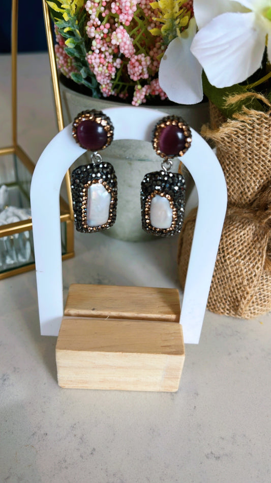 Plum Gemstone & Pearl