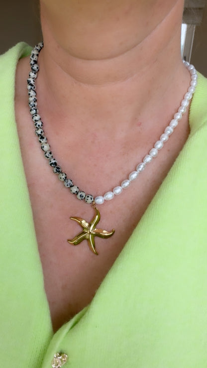 Star Fish ~ Pearl & Stone Necklace