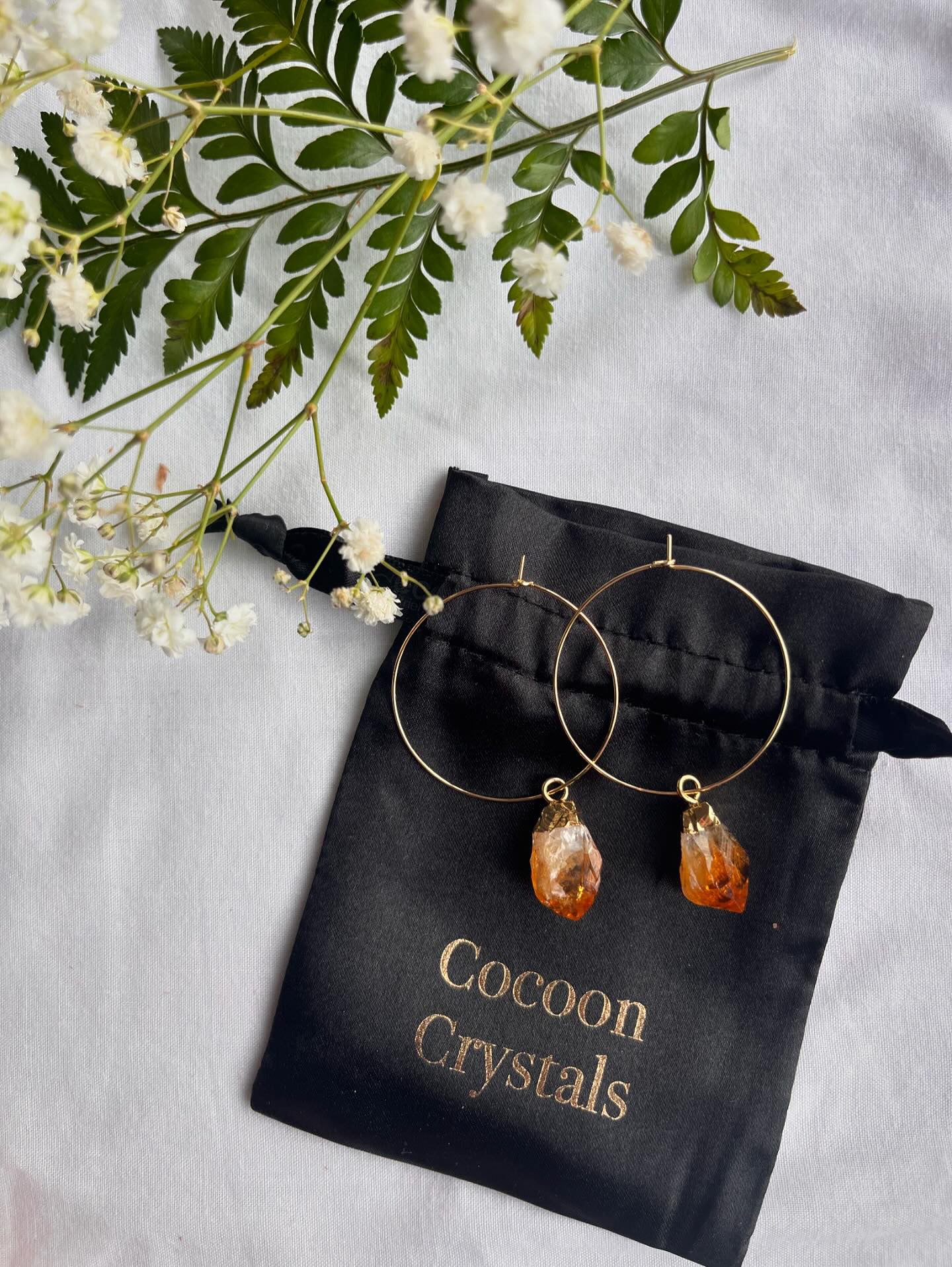 Amber Citrine Hoops