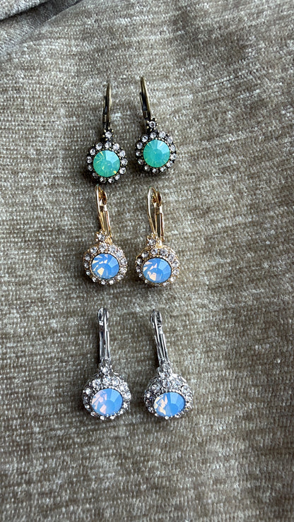 Gold Blue Crystalite Earrings