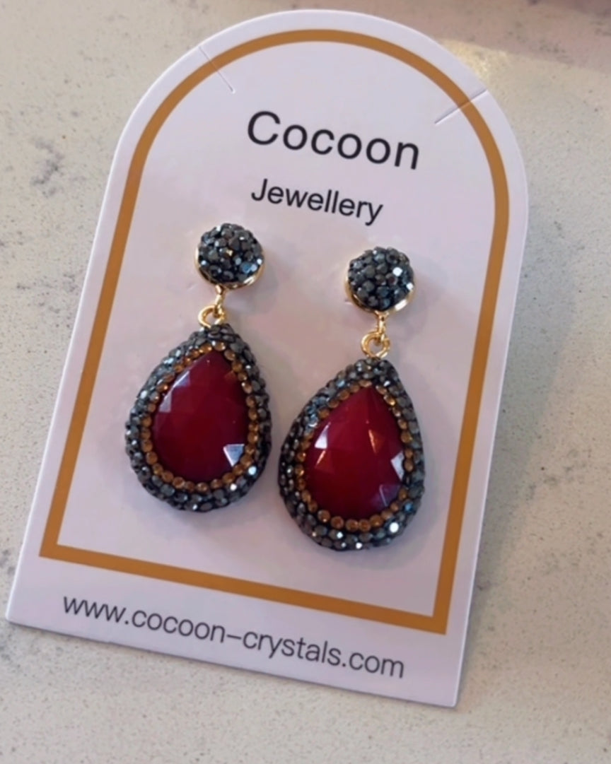 Deep Raspberry Red Earrings