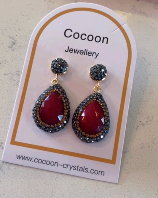Deep Raspberry Red Earrings