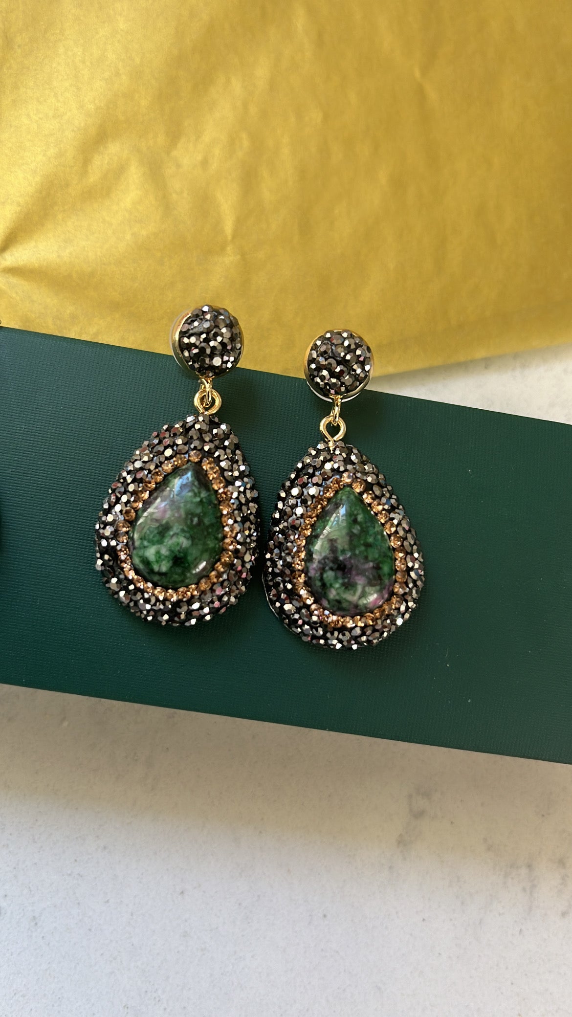 Epidote Crystal Earrings