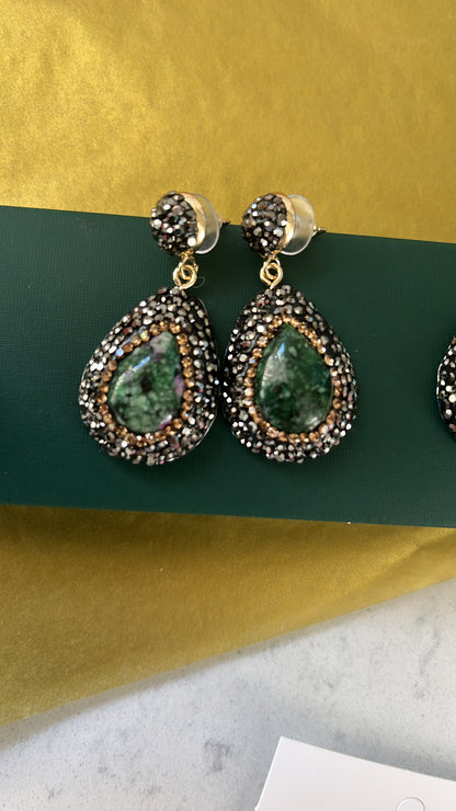 Epidote Crystal Earrings