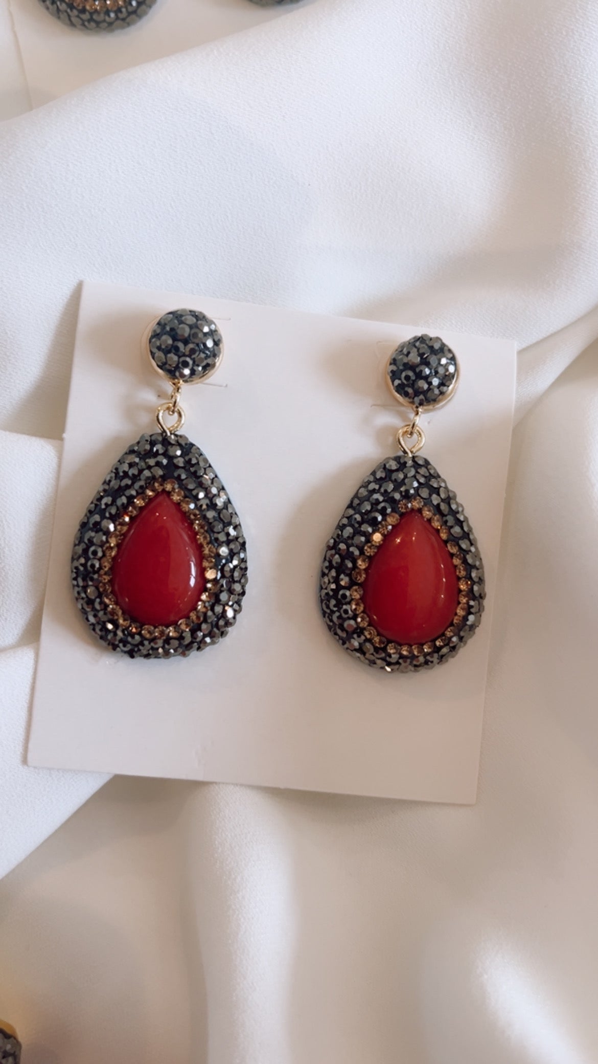 Luscious Red Berry Crystal Drop Earrings