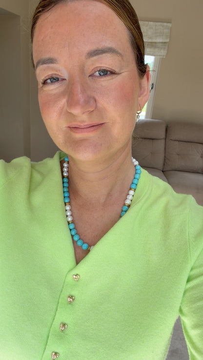Turquoise & Pearl Chunky Necklace