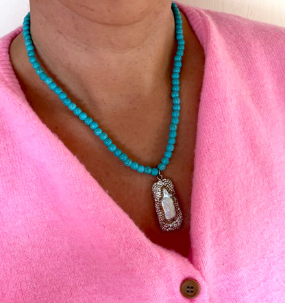 Turquoise Necklace with Baroque Pendant