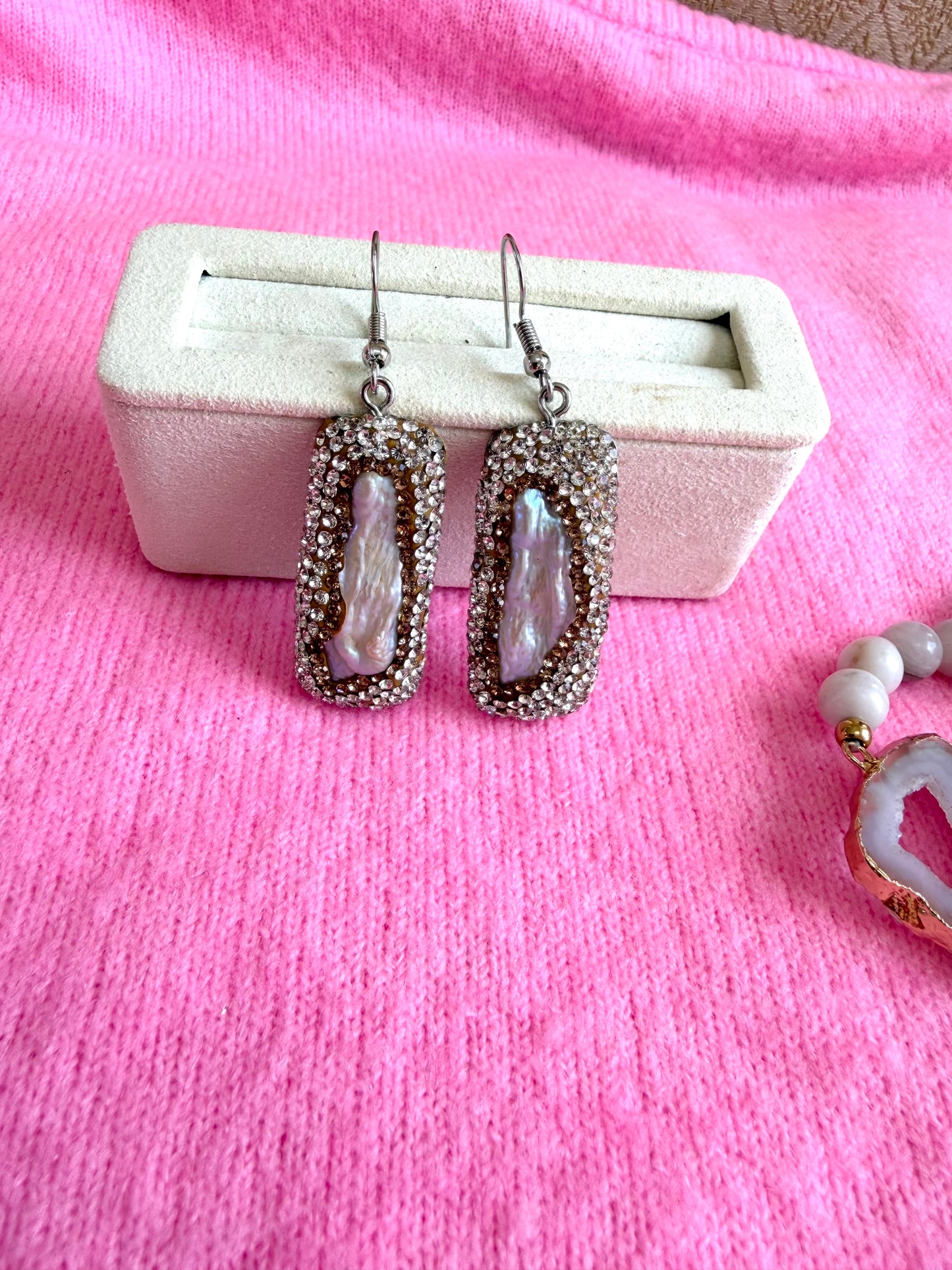 Baroque Pearl & Crystals on Hooks