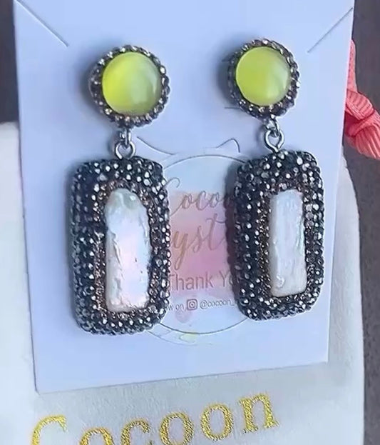 Lemon Drop Gemstone & Pearl Earrings