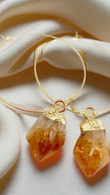 Amber Citrine Hoops