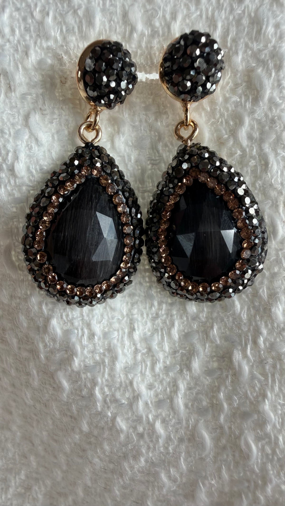Black Onyx Crystal Drop Earrings