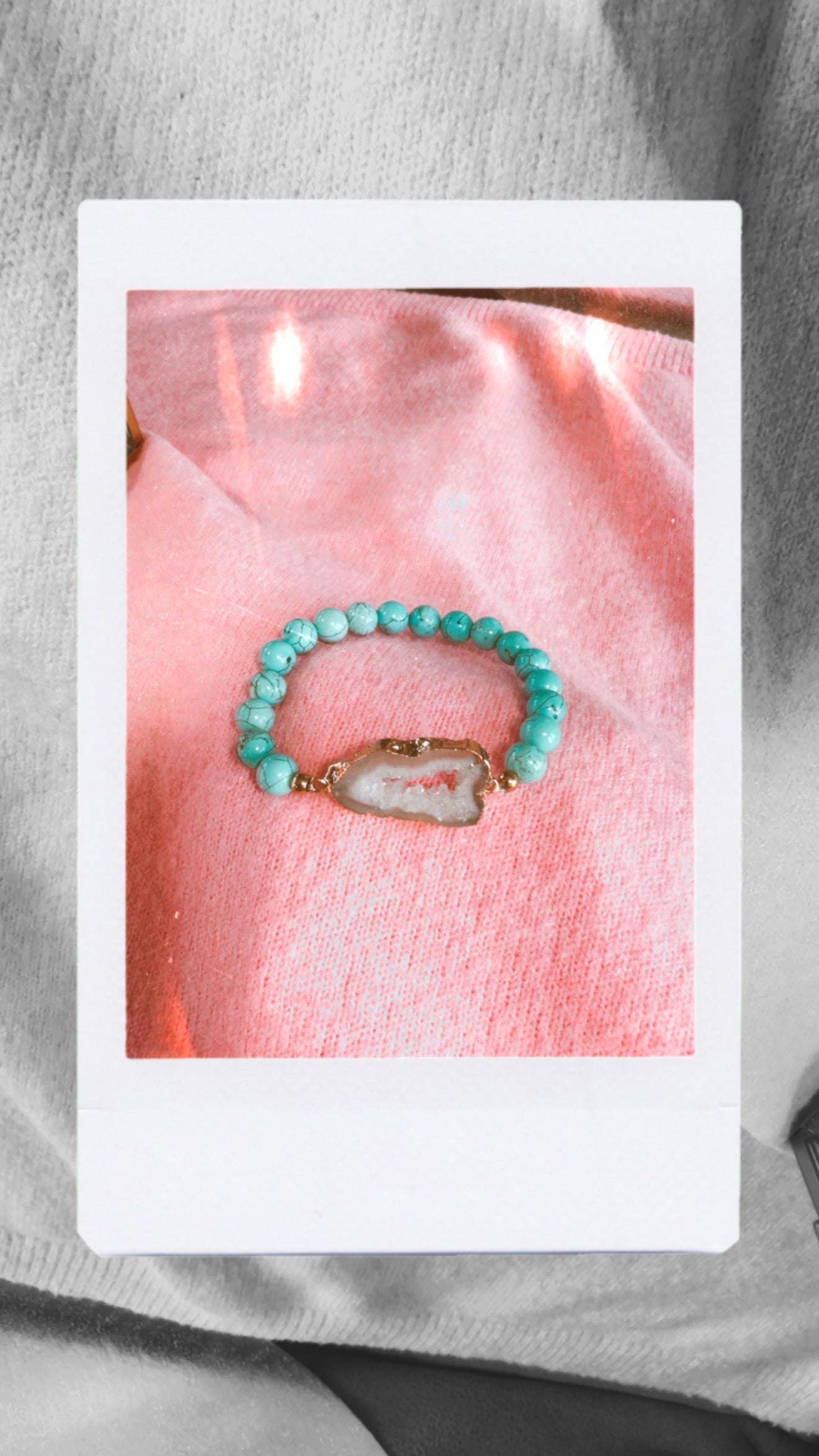 Turquoise Bracelet with Druzy pendant