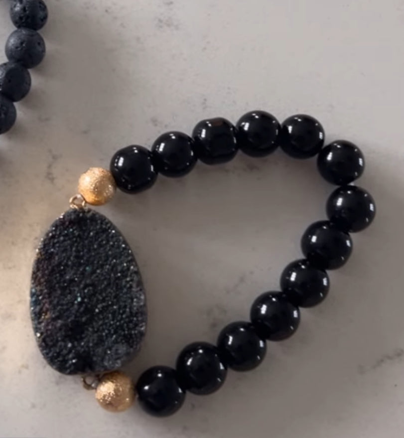 Black Onyx & Druzy Bracelet