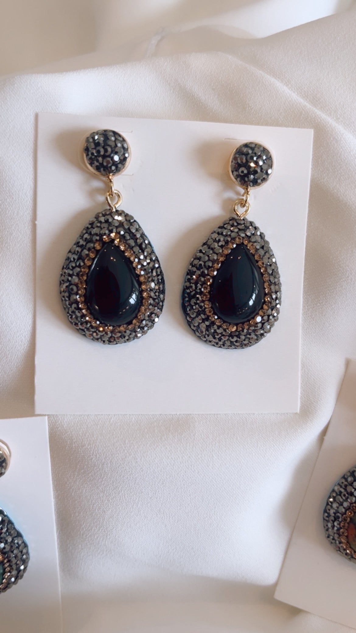 Black Onyx Crystal Drop Earrings