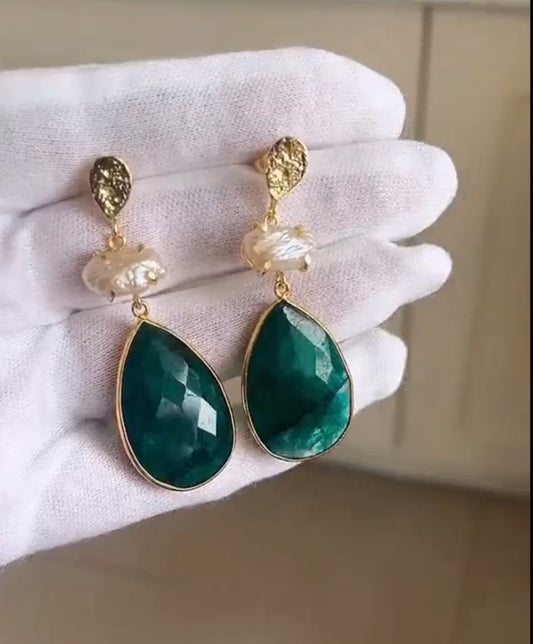 Jaipur Jade & Pearl Drop Earrings