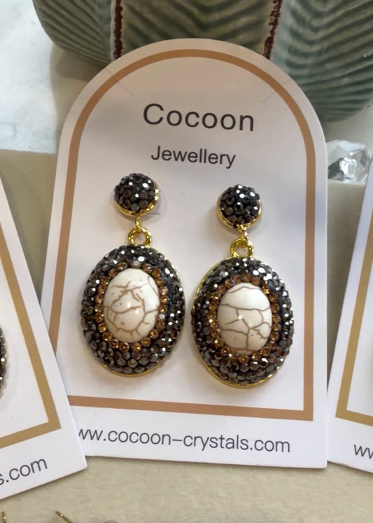 White Turquoise Crystal earrings