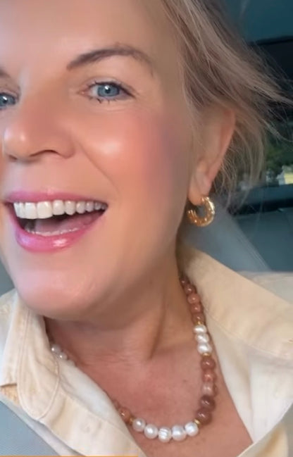Brown Bead & Pearl Necklace