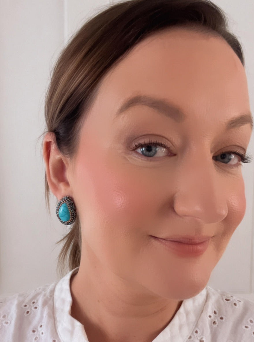 Blue Turquoise Stud Earrings