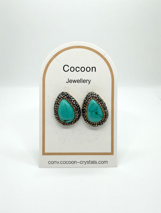 Blue Turquoise Stud Earrings