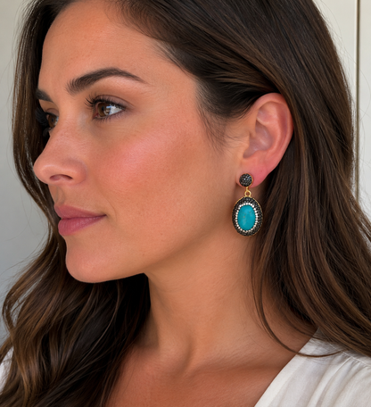 Blue Turquoise Drop Earrings
