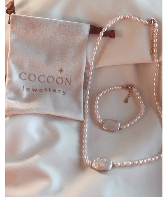 Double Pearl Bracelet and Necklace Set