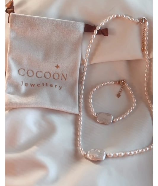 Double Pearl Bracelet and Necklace Set