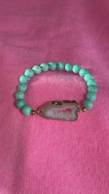 Turquoise Bracelet with Druzy pendant