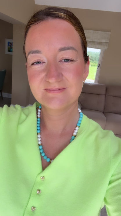 Turquoise & Pearl Chunky Necklace