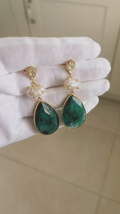 Jaipur Jade & Pearl Drop Earrings