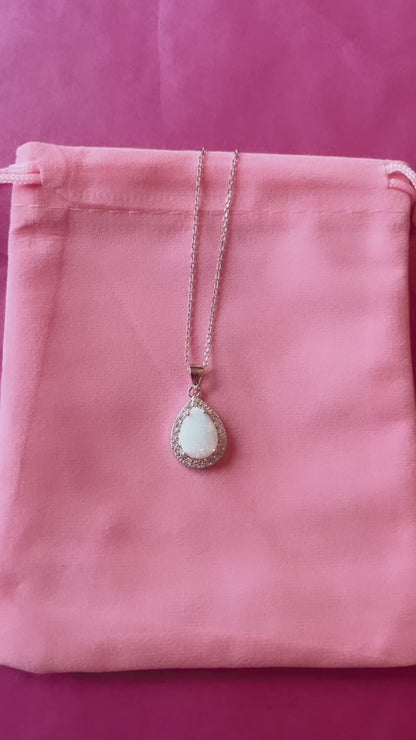 White Fire Opal Necklace