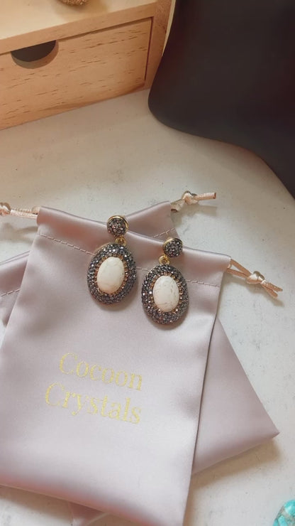 White Turquoise Crystal earrings