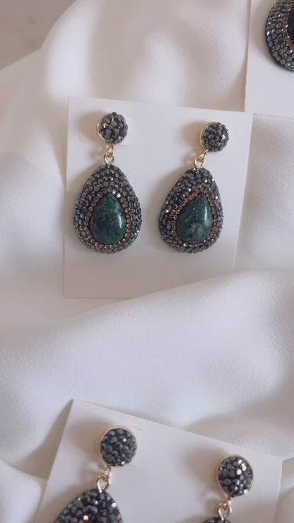 Black Onyx Crystal Drop Earrings