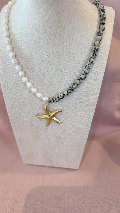 Star Fish ~ Pearl & Stone Necklace