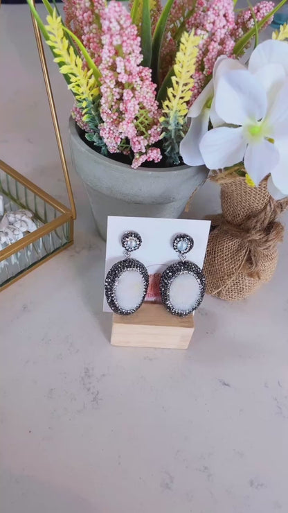 White / Grey Sugar Druzy Earrings