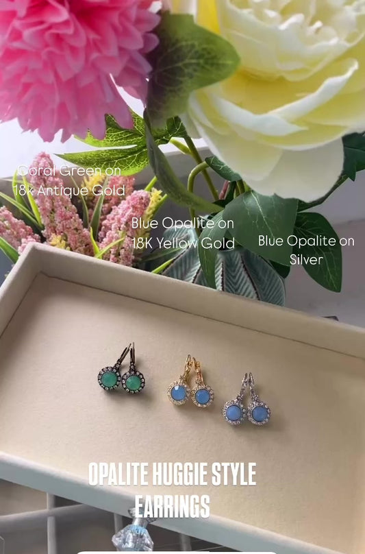 Blue Opalite Crystal Earrings - Silver