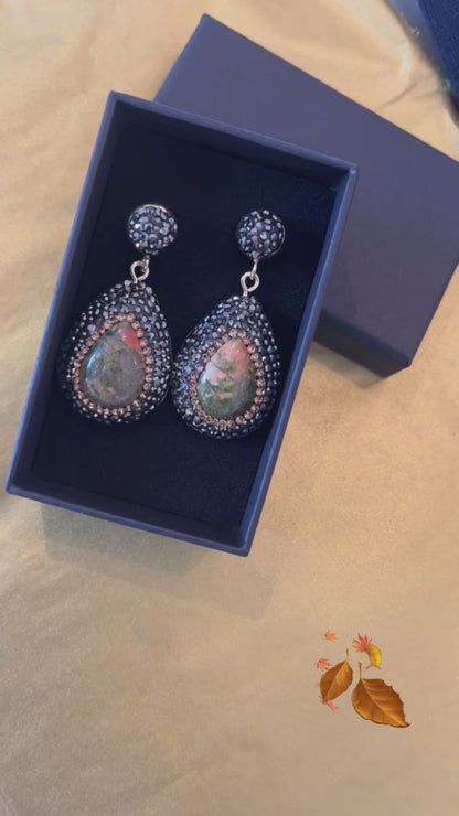 Unakite Crystal Earrings