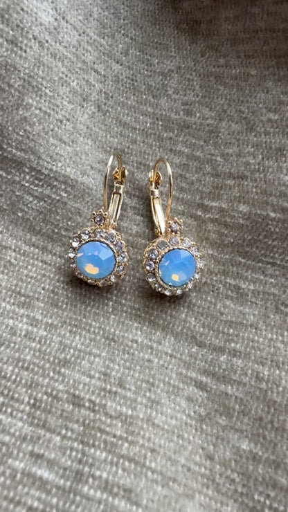 Gold Blue Crystalite Earrings
